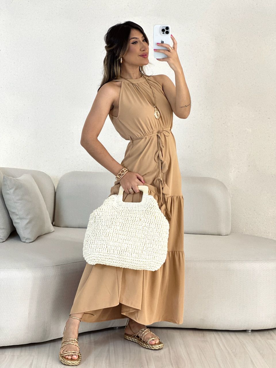 VESTIDO DAIANA LONGUETE Nude CAROLLA FERRARO