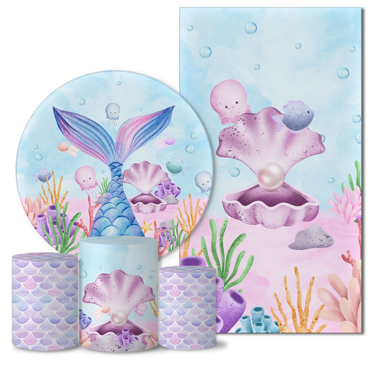 Trio Capas Painéis Casado Sereia Aquarela Veste Fácil ESTAMPARIA NET