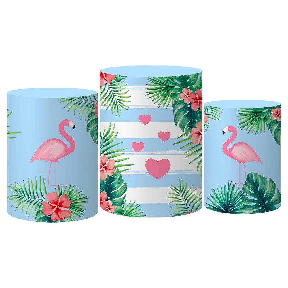 Trio Capas Cilindro Tema Flamingo Floral Veste F Cil C El Stico