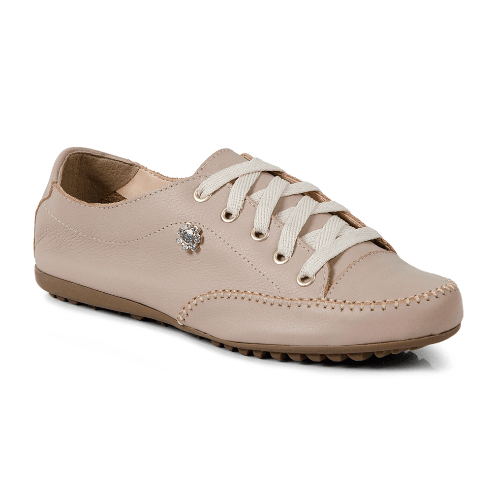 Sapatênis Feminino em Couro Legítimo Cor Nude Mod 100 Eunry Izabela Araújo Calçados