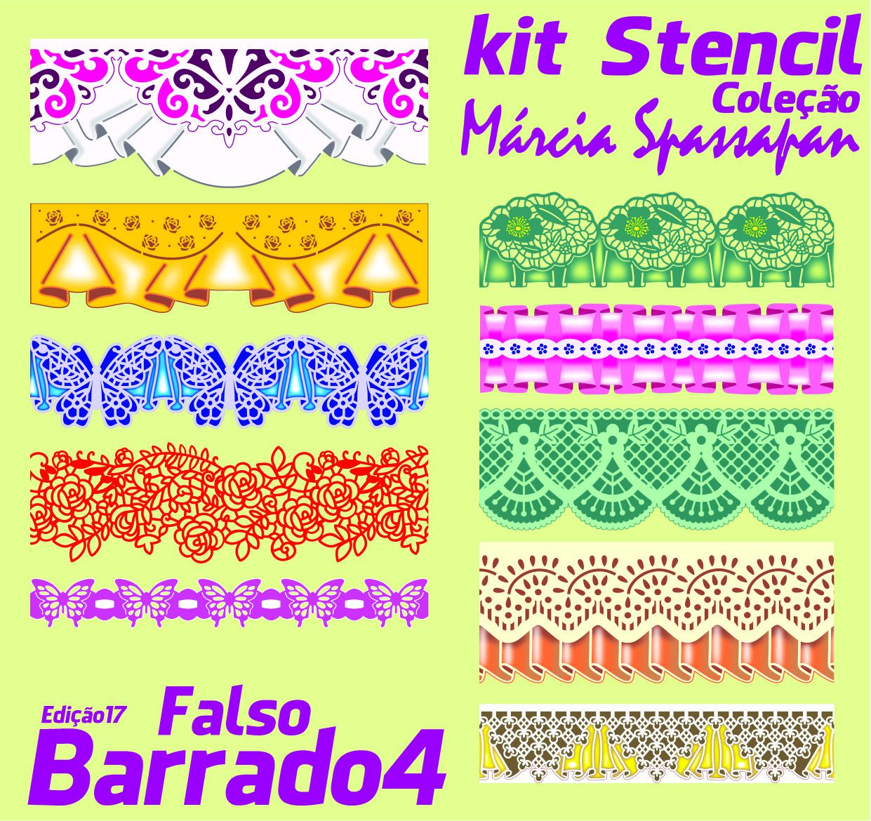 Kit Stencil Coleção Márcia Spassapan Falso Barrado 4 Edição 17