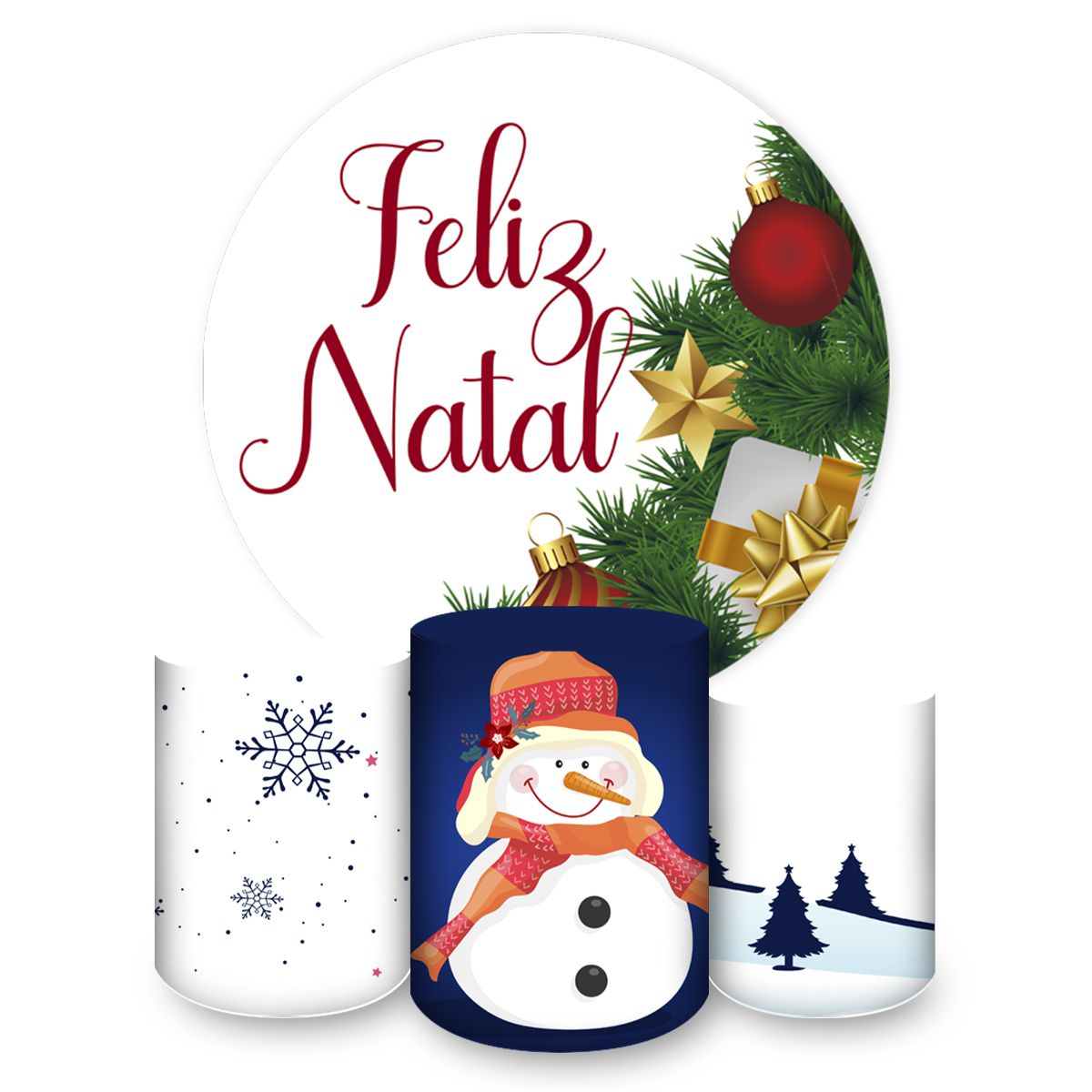 Capa Painel Trio Capas Cilindros Sublimados Tema Natal Painel