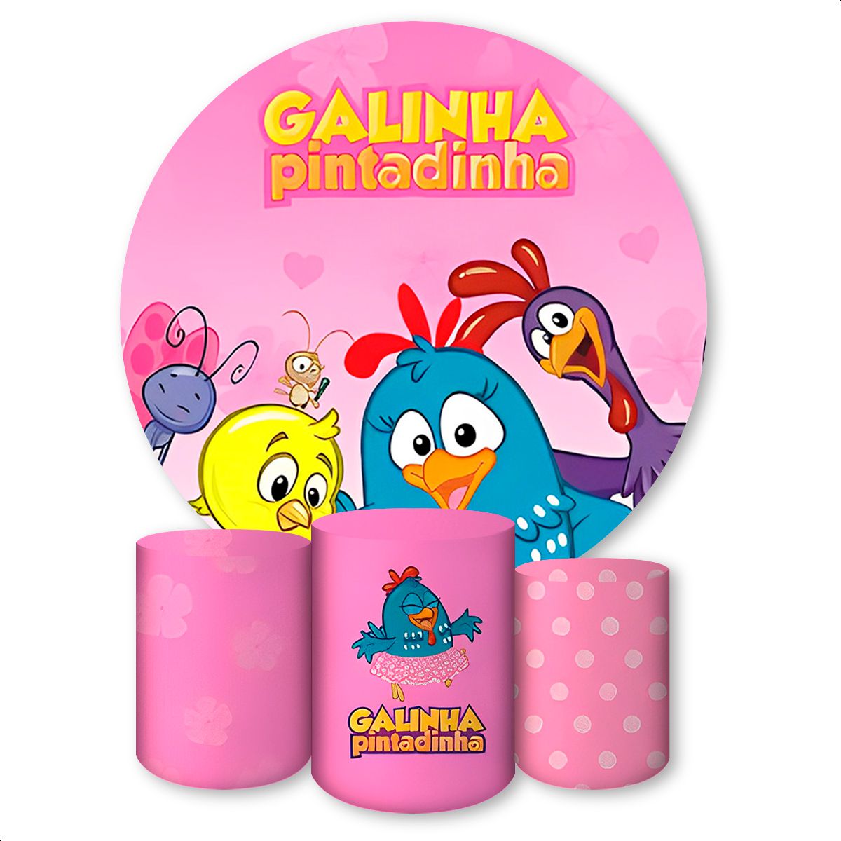 Capa Painel Trio Capas Cilindros Sublimados Tema Galinha Pintadinha