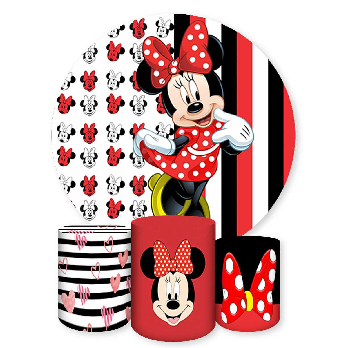 Capa Painel Trio Capas Cilindros Sublimados Tema Minnie 279 Painel