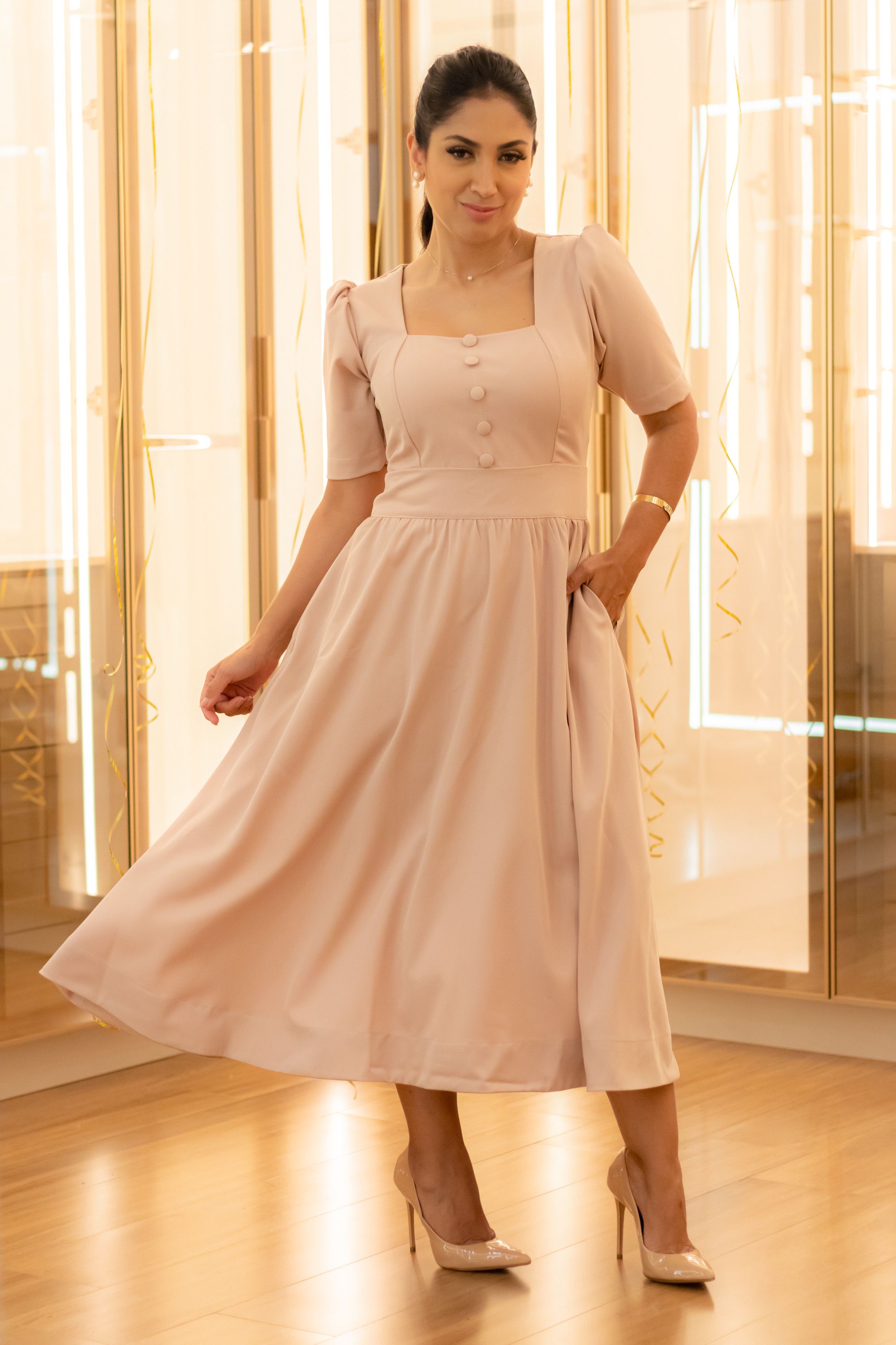 Vestido Fran A Nude Por Katia Vilar Moda Cl Ssica