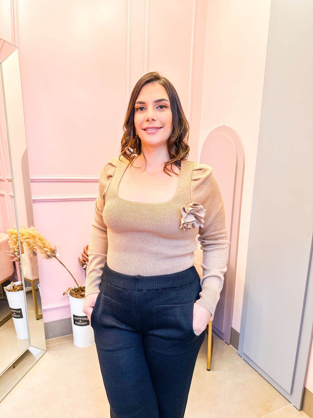 Tricot Lindi Nude Flor Rebeca Azevedo