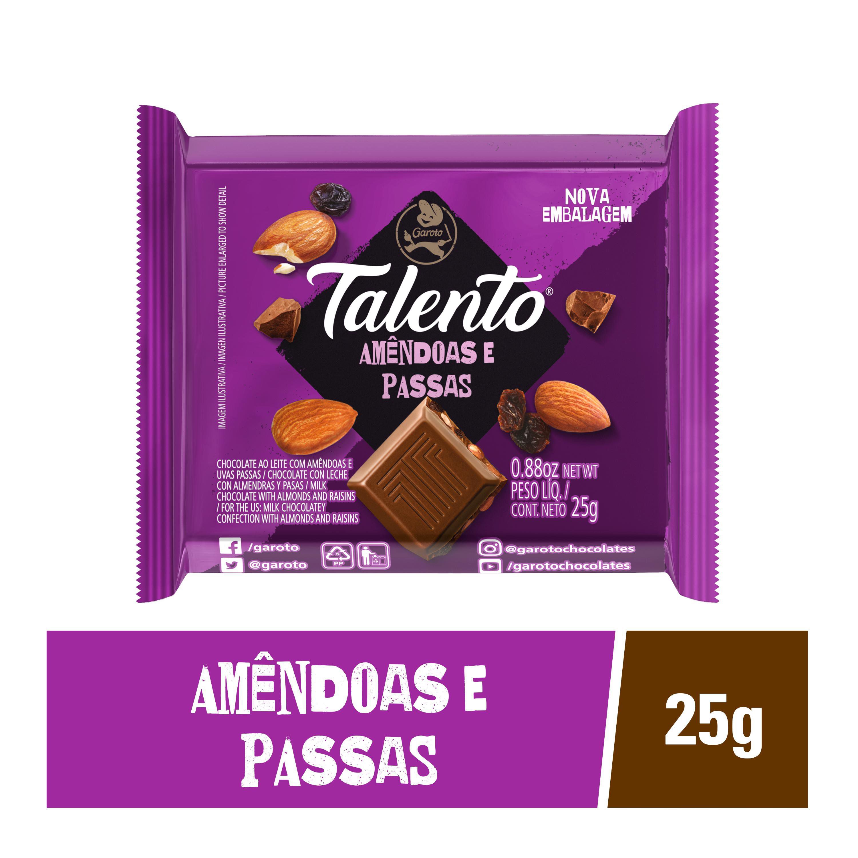 Chocolate Talento Ao Leite Am Ndoas E Passas G Day Day