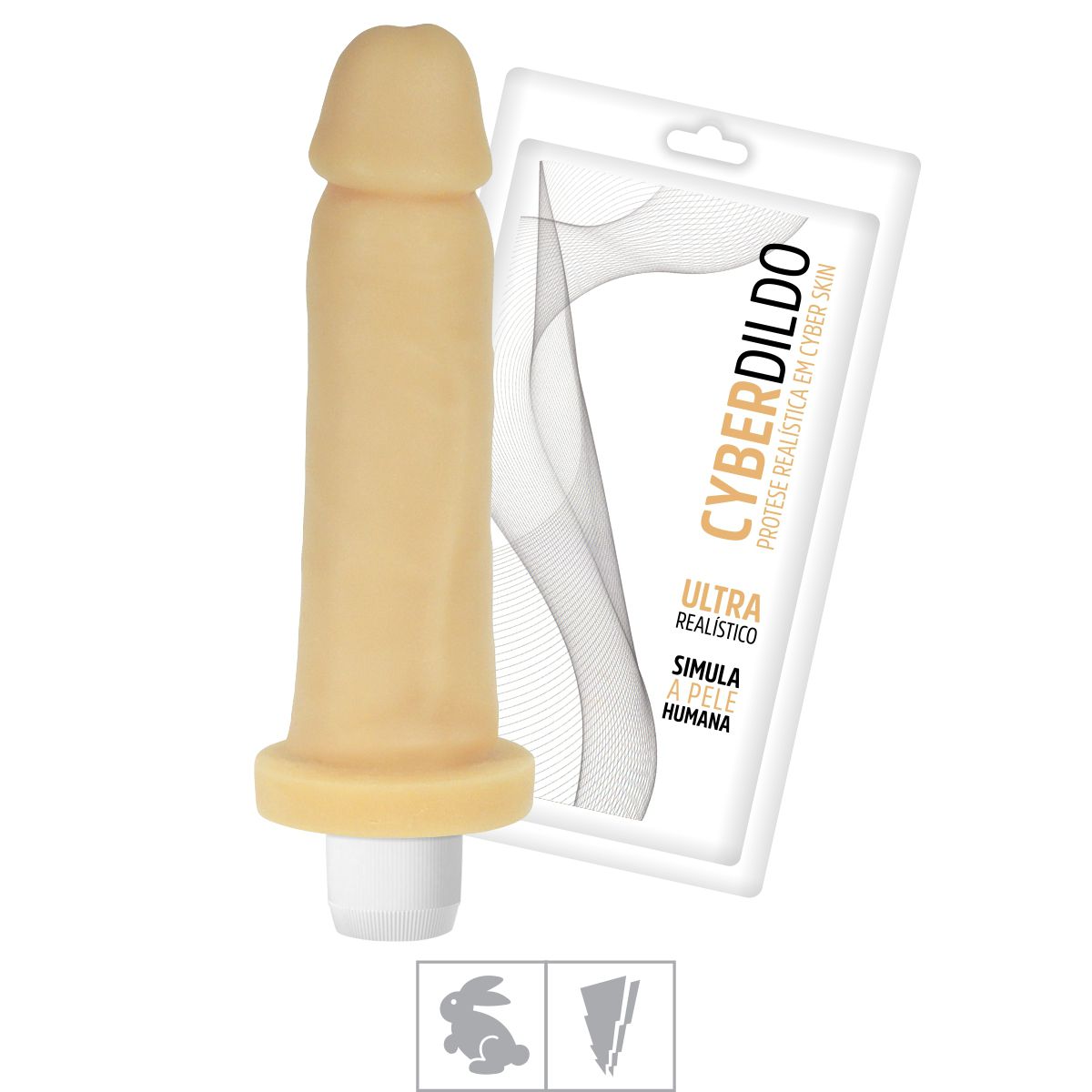 Prótese 15x14cm Vibro Cyber Dildo CYB05 17022 Bege Tabuê Sex