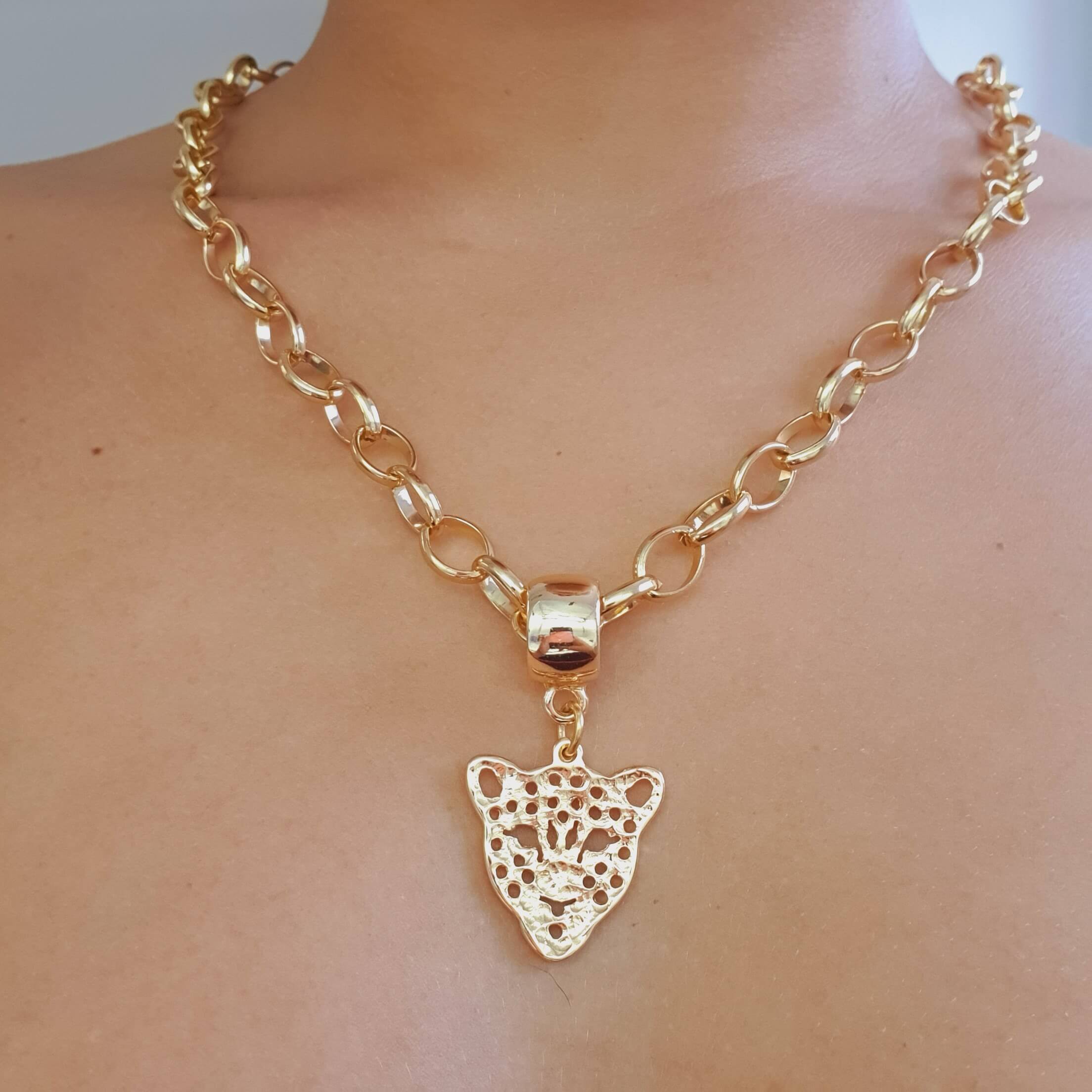 Colar Elos Folheado A Ouro 18K Onça Pintada Chérie Bijoux