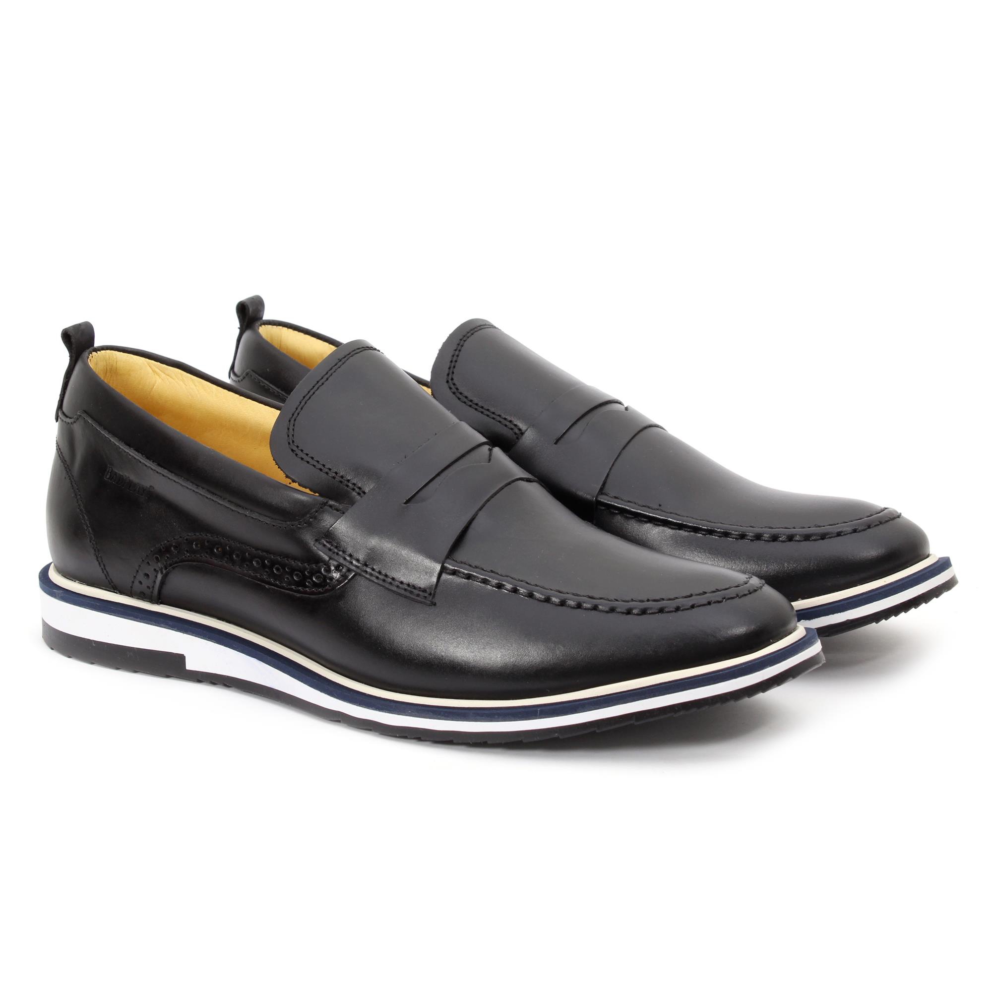 Sapato Loafer Mocassim Masculino Couro Leg Timo Preto Forro De Couro