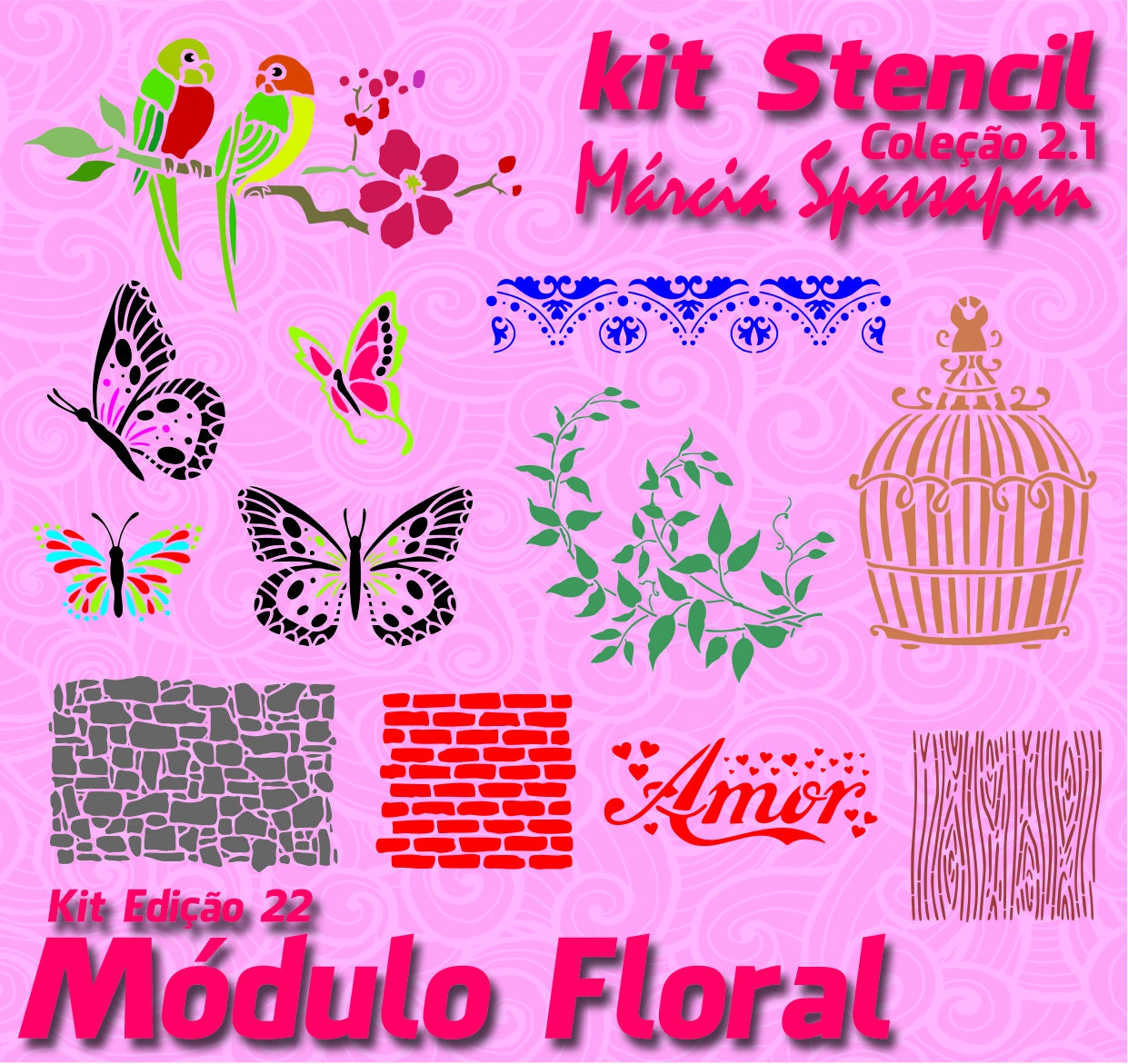 Kit Stencil Márcia Spassapan Módulo Floral Edição 22 Loja da