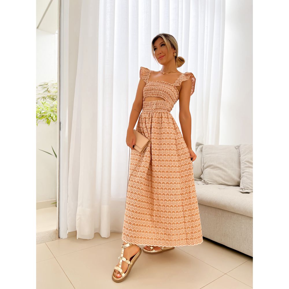 Vestido Cf Midi Encanto Nude Carolla Ferraro
