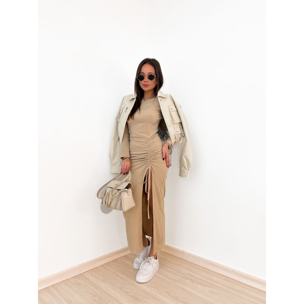 Vestido Longo Fechado Nude Carolla Ferraro