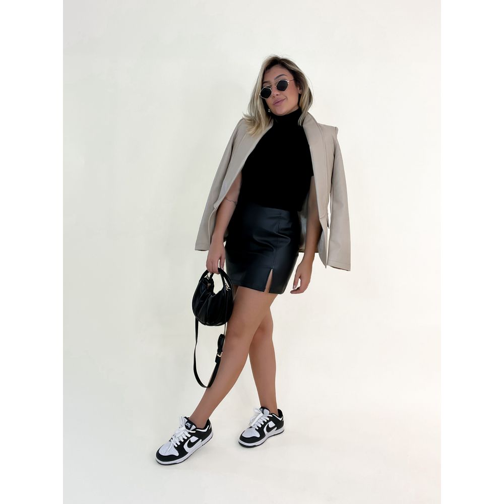 BLAZER COURO FAKE Nude CAROLLA FERRARO