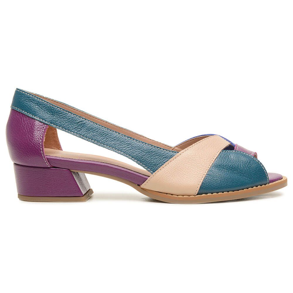 Sapato Peep Toe ENERGIA Purple Petrolio Azul e Nude 965 14 Bubblê
