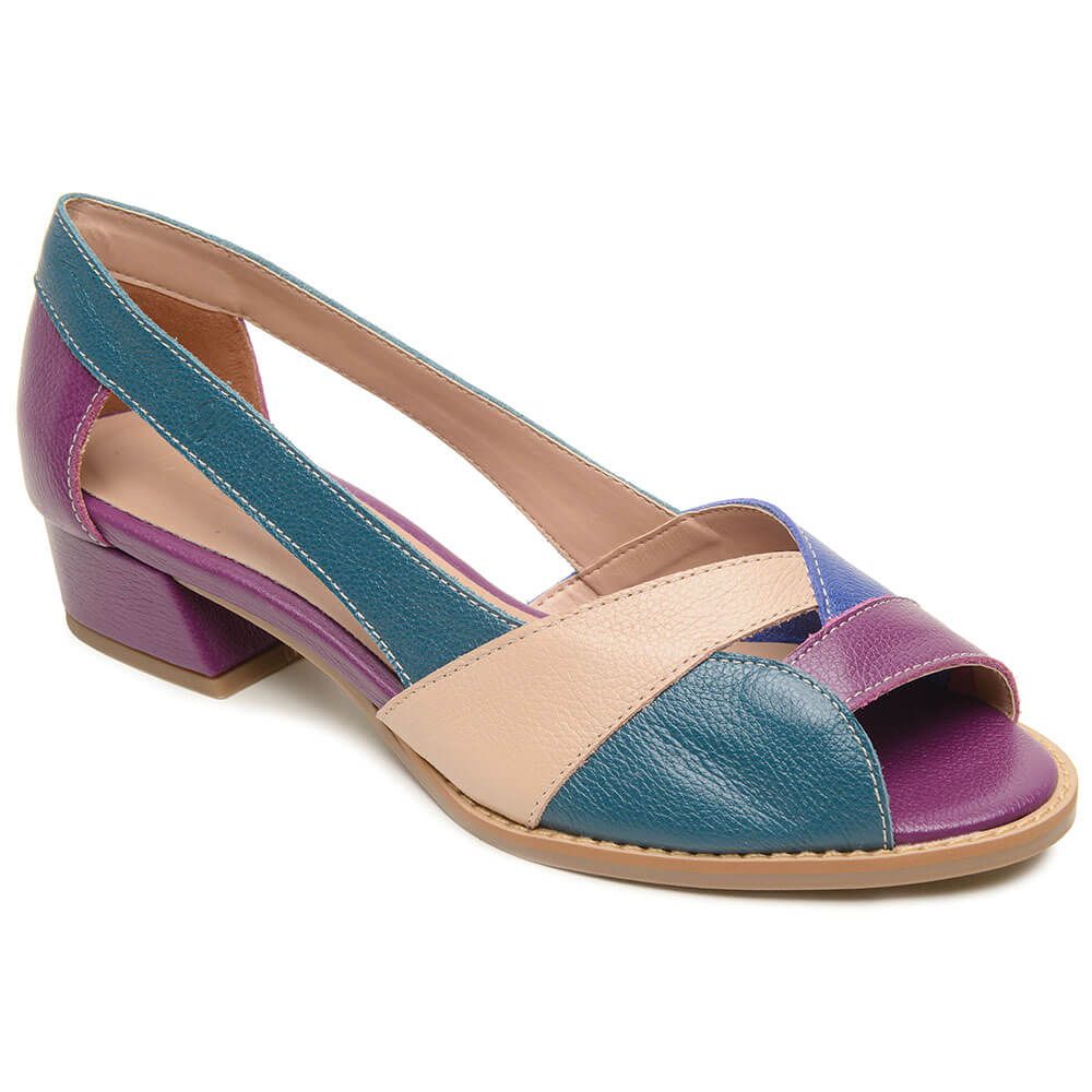 Sapato Peep Toe ENERGIA Purple Petrolio Azul e Nude 965 14 Bubblê