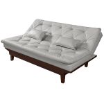 Sof Cama De Courino Branco Gelo Caribe Reclin Vel Duas Banquetas