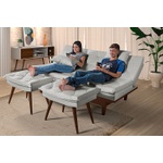 Sof Cama De Courino Gelo Caribe Reclin Vel Duas Banquetas Rubi