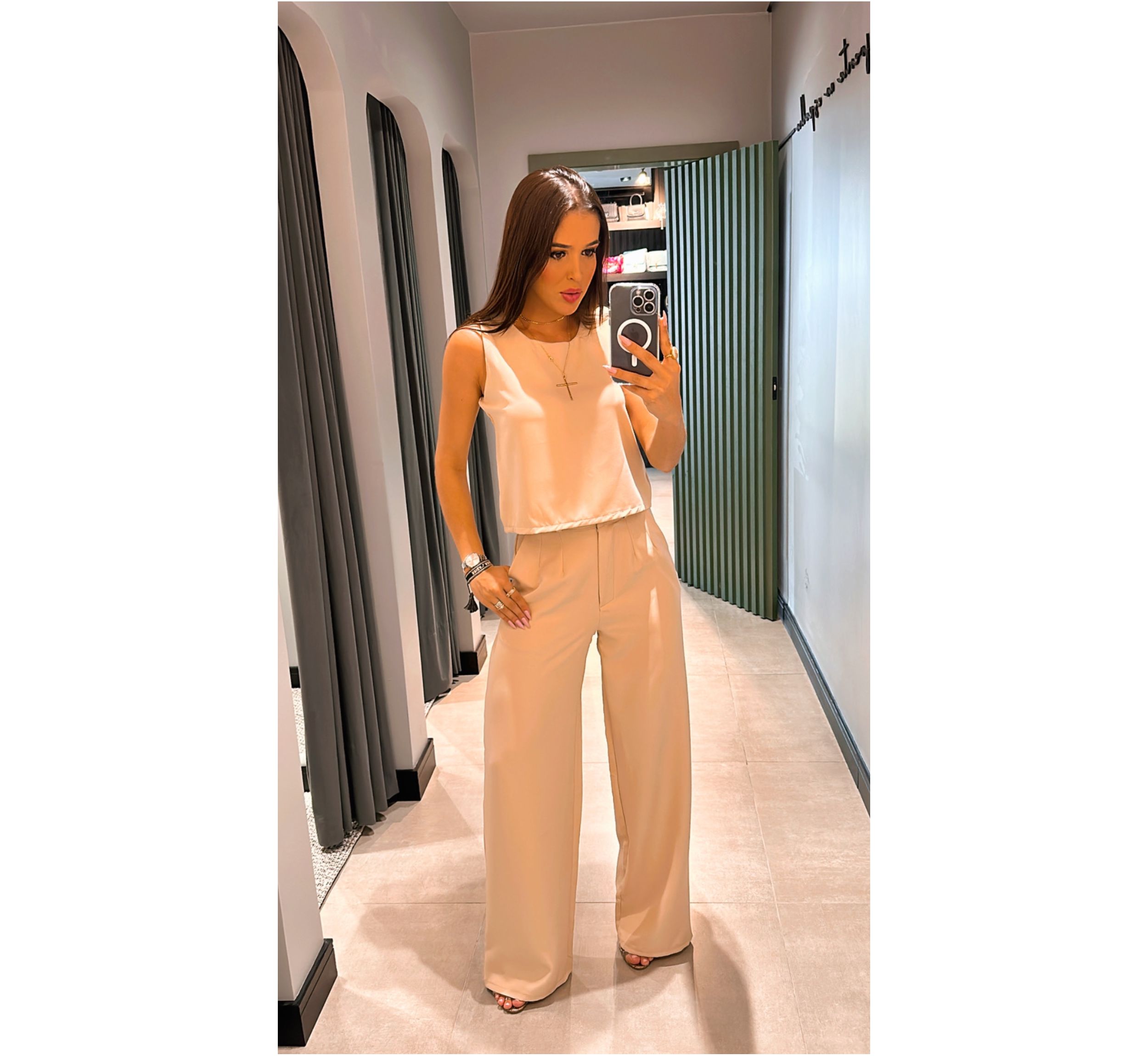 CONJUNTO ALFAIATARIA CALÇA PANTALONA NUDE ISABELA MENEZES