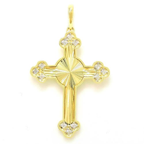 Crucifixo de Ouro 18k cravejado Brilhantes RDJ JÓIAS