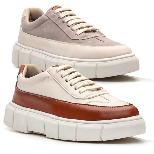 Kit 2 Pares Do Tenis Oversized H Boss Melburk Sneaker Masculino Cinza Nude Caramelo Nude