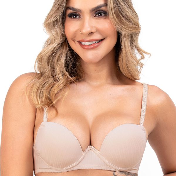 Conjunto Push Up calcinha clássica Nude Duzani