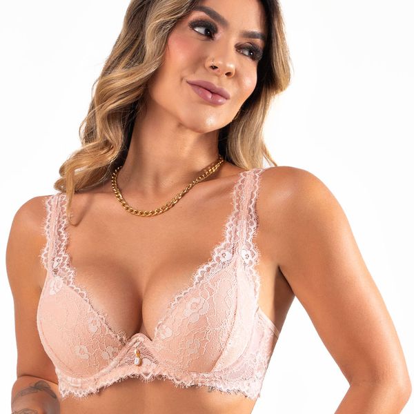 Conjunto Pus Up Calcinha Fio Nude Duzani