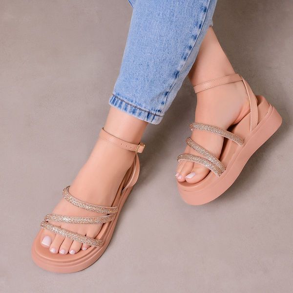 Flatform Zigzag Off Nude Talline Sapatilhas Atacado