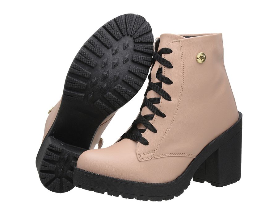 Bota Tratorada Agatha Nude E Preto Muritalle GRIFEMUR