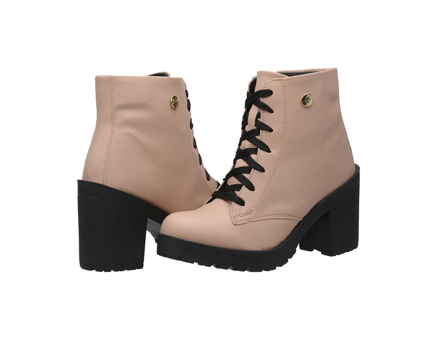Bota Tratorada Agatha Nude E Preto Muritalle GRIFEMUR