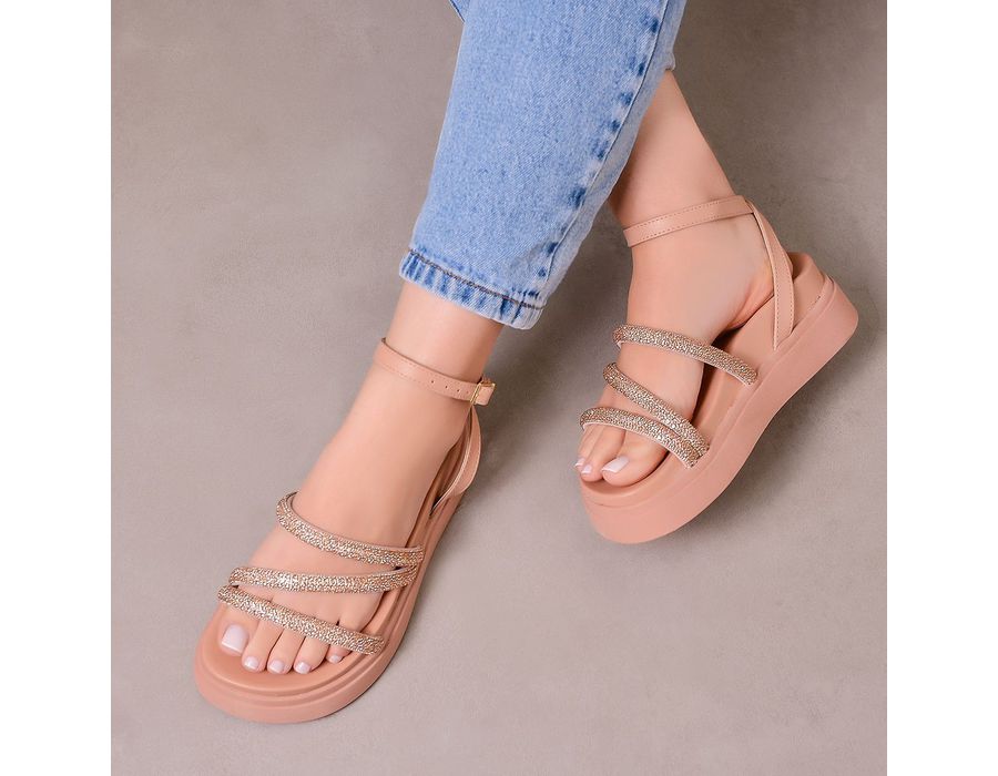 Flatform Zigzag Off Nude Talline Sapatilhas Atacado