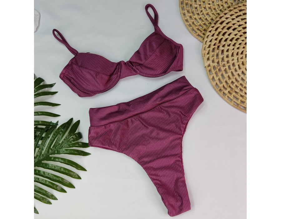 Conjunto Meia Taça Hot Pants Uva Canelado CARIOKAS MODA PRAIA