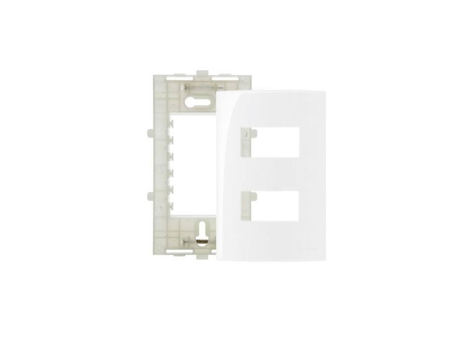 Placa 4x2 2 Postos Separados Margirius Sleek Branco Suporte