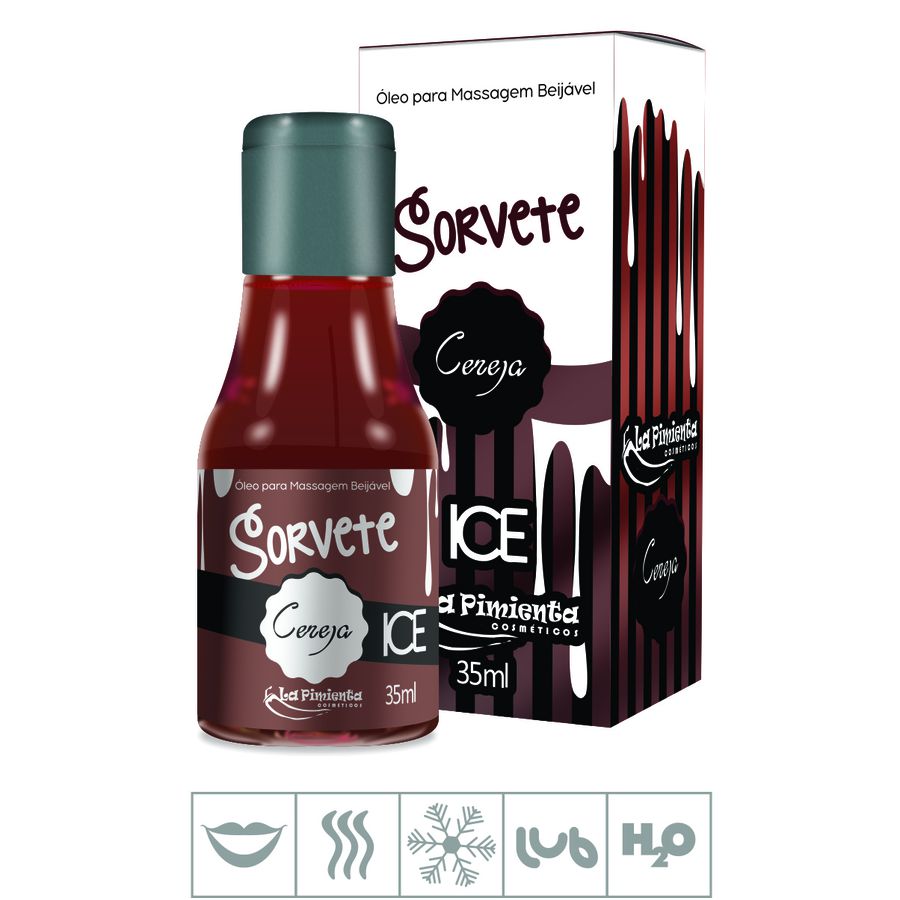 Gel Comestível Sorvete Ice ml ST Cereja Único Atacado Star Sex Shop Lingerie e