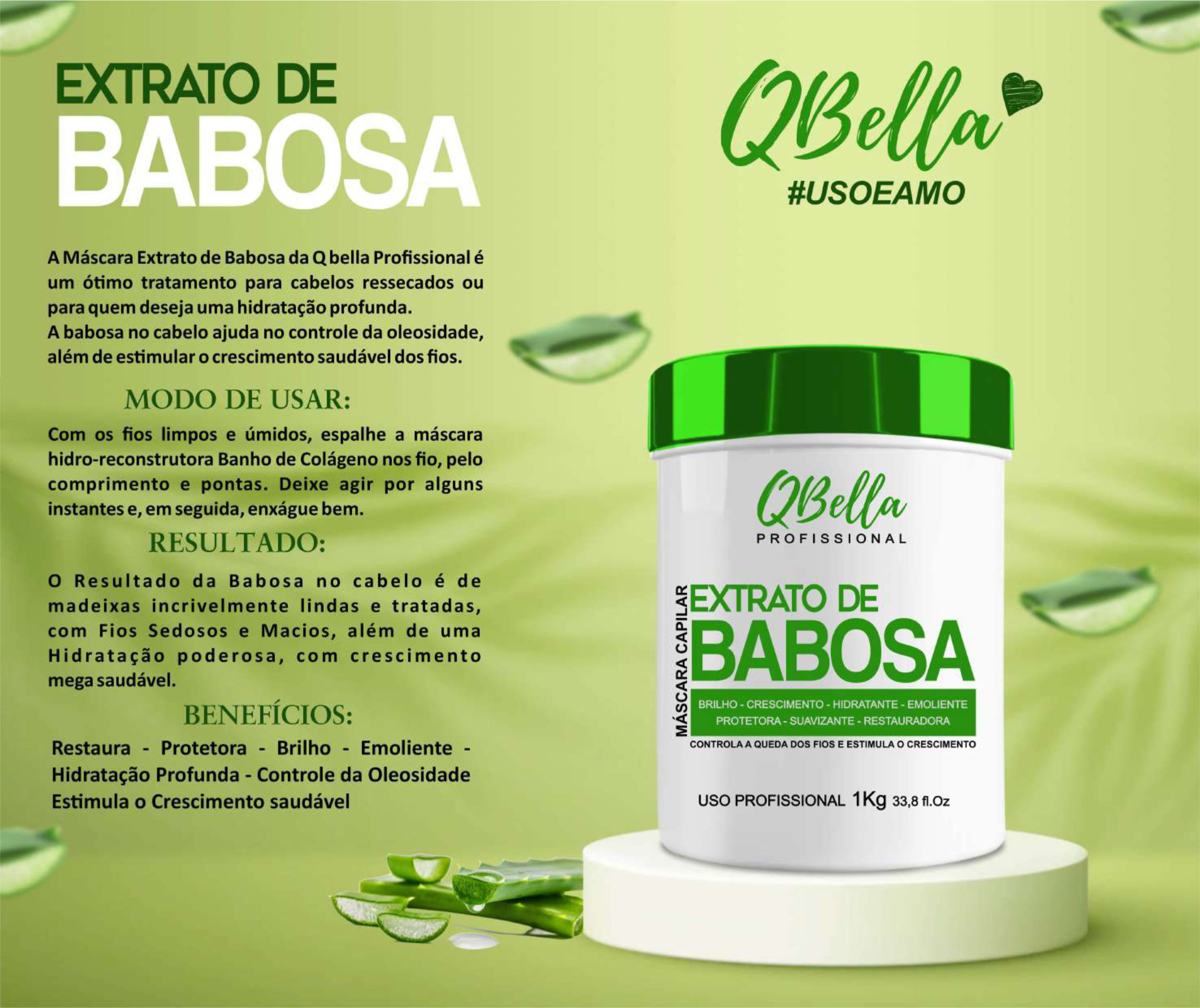 Máscara Extrato de Babosa QBella profissional 1KG