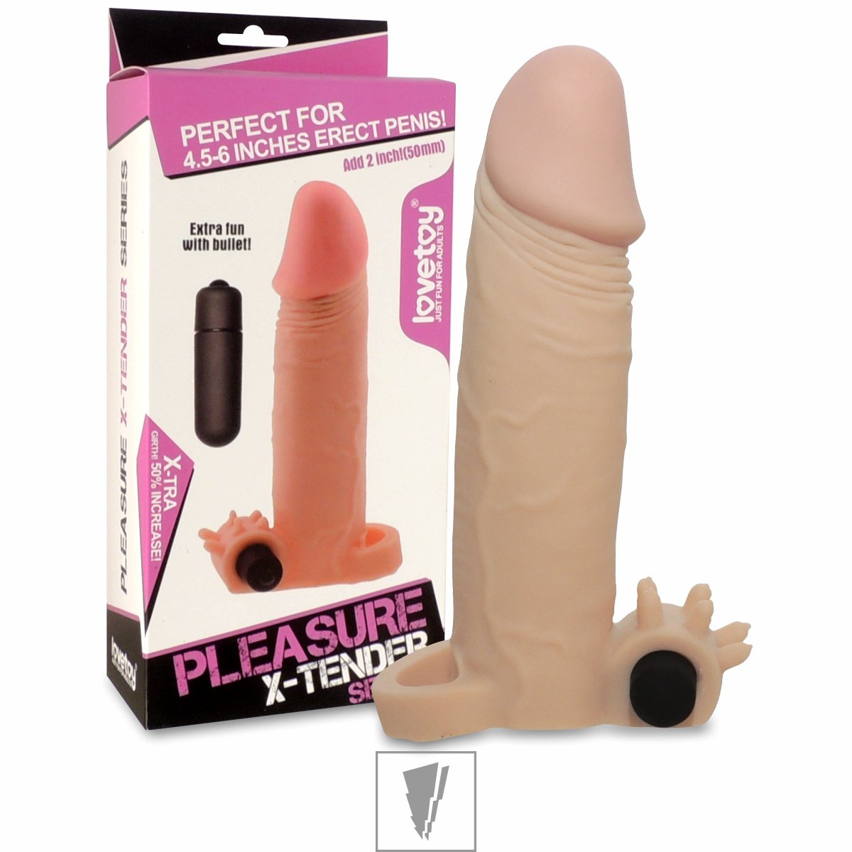 Capa Peniana Extensora Com Vibro Love Toy 17cm (1230 - 1231 -  CA031)-Bege-Único ♥ Sex Shop Atacado Star: Produtos Eróticos e lingerie