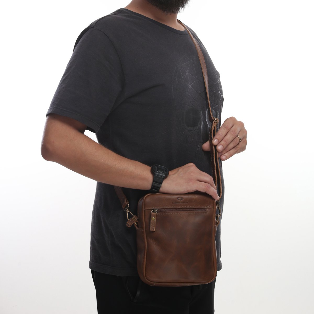 Bolsa Shoulder Bag Tavira Couro Marrom Rústico | CARDENA MADERA