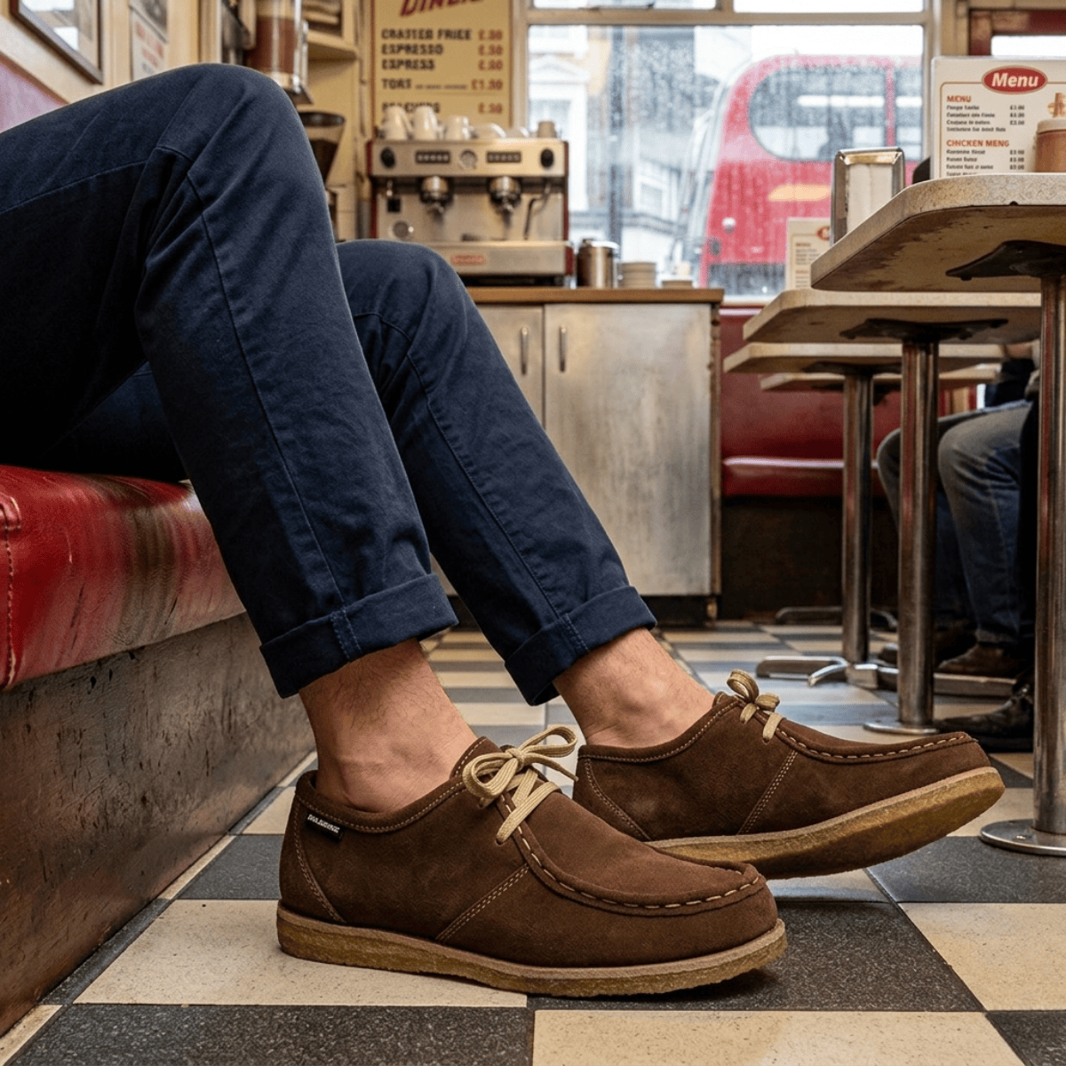 Sapato London Clássico couro chocolate, solado crepe látex e