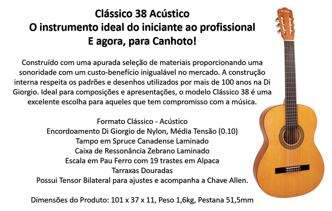 Violão Elétrico Di Giorgio Clássico 38E Natural - Violão - Magazine Luiza