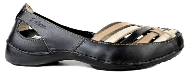 Sapatilha Feminina em Couro Legítimo e Palmilha Gel - Preto /Fendi
