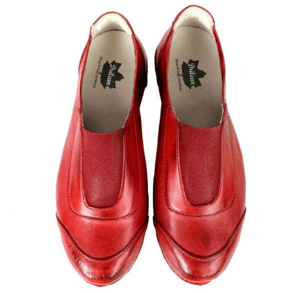 Tênis Alívio Feminino em Couro Legítimo e Palmilha Gel - Vermelho