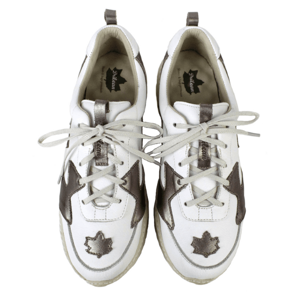 Tênis Feminino em Couro Legítimo com Palmilha em Gel - Branco