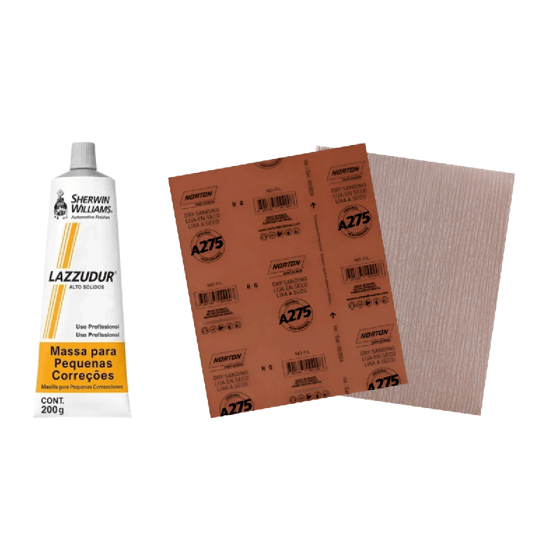 KIT MASSA ACRILICA 200GR + LIXA SECO 150 | Andraort Tintas
