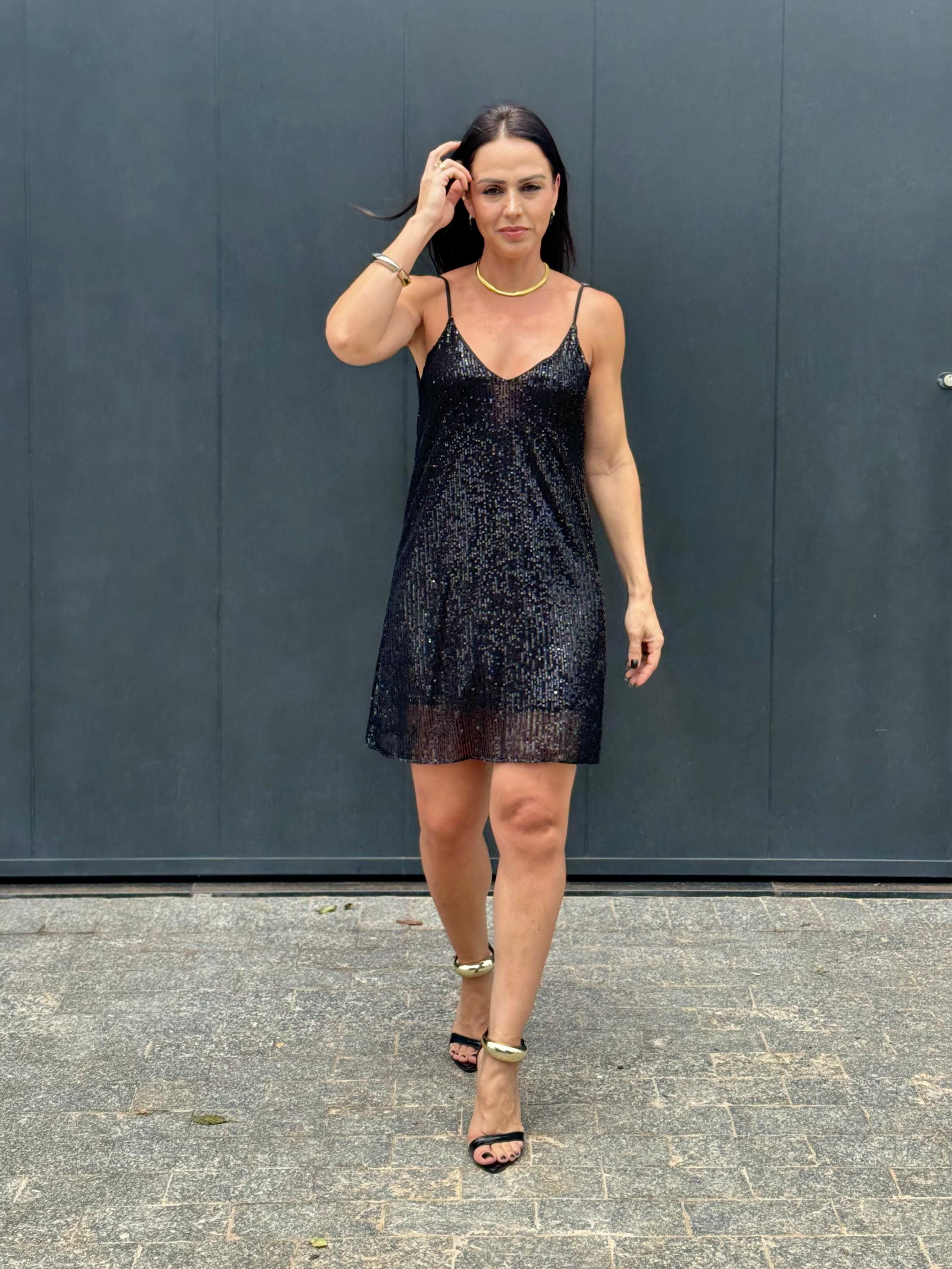 Com Elástico Vestido De Alcinha Curto Soltinho Vestido Paete Mini