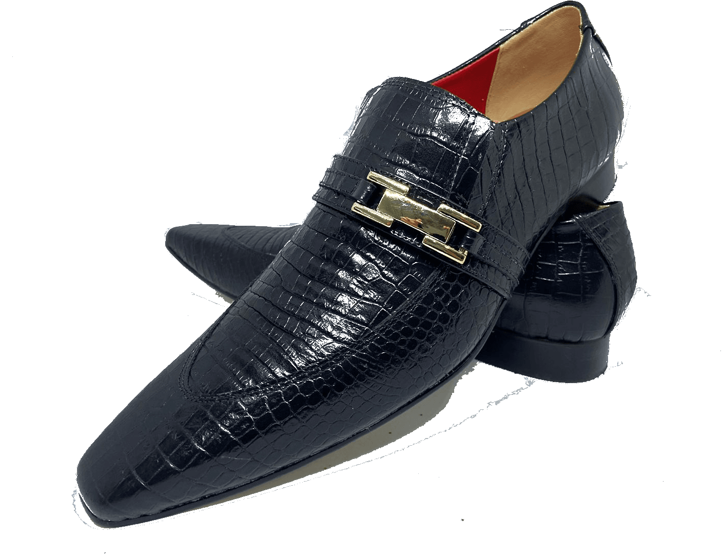 Sapato Masculino Italiano Em Couro Croko Preto Ref: D324 | Art Sapatos