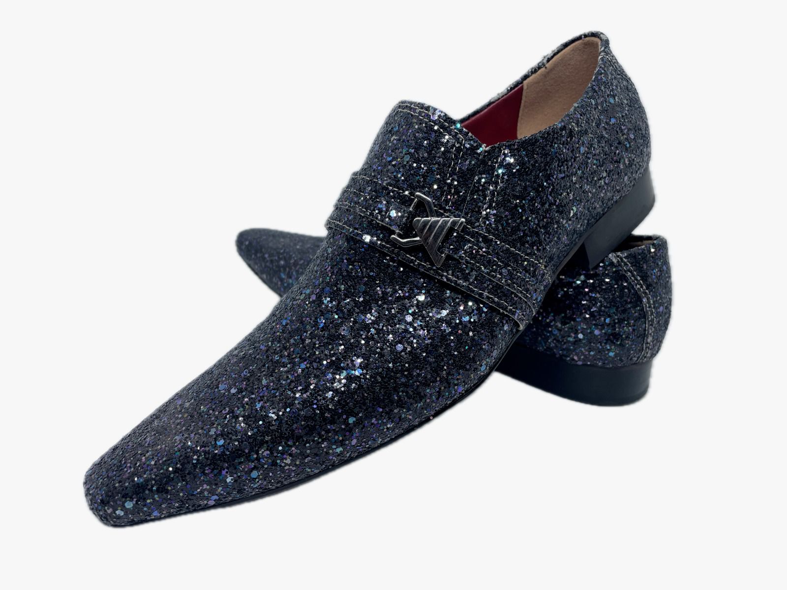 Sapato Masculino Italiano Em Couro Social Preto Glitter Ref: D794 | Art ...