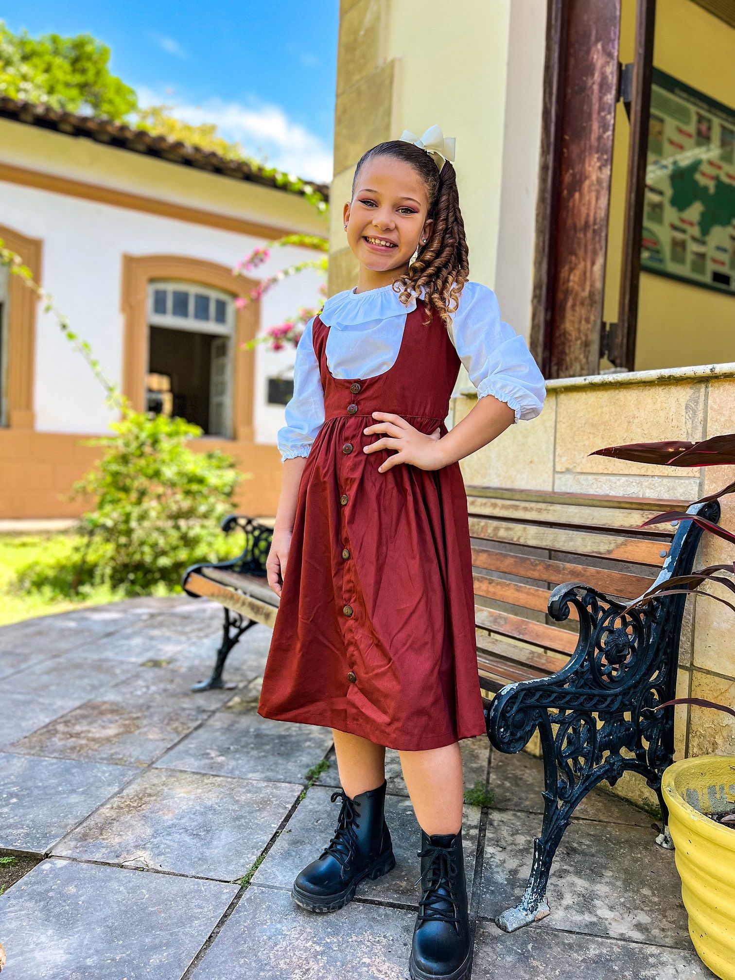 Vestido botões com blusa - marron