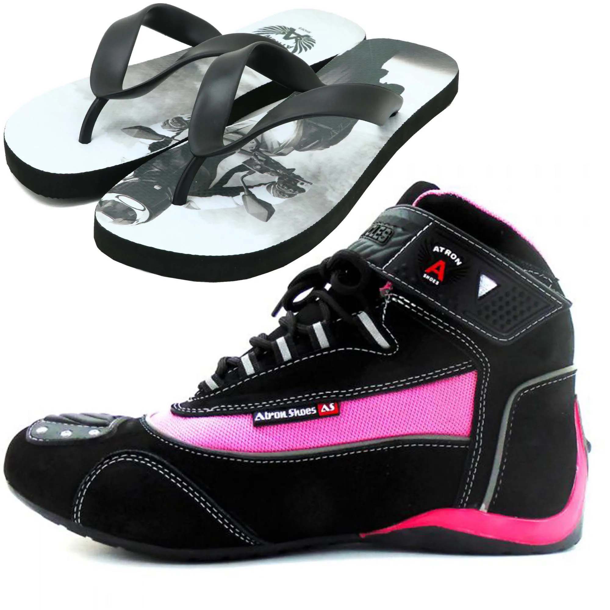 Tênis feminino motociclista snicker em preto e rosa nobuck com chinelo ...