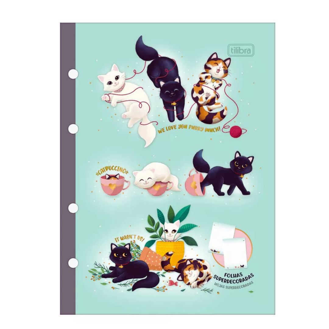 Bloco para Fichário Tiliflex Purrfect Cats Tilibra - 80 Folhas