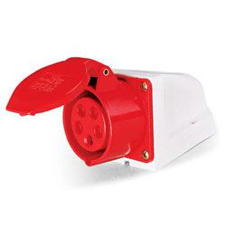 Tomada Sobrepor Lukma 3p+T+N 32A 380-415V 9H Vermelho | Bignotto